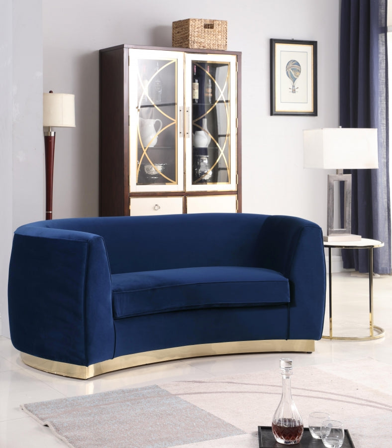 Julian Blue Velvet Loveseat from Meridian - Luna Furniture