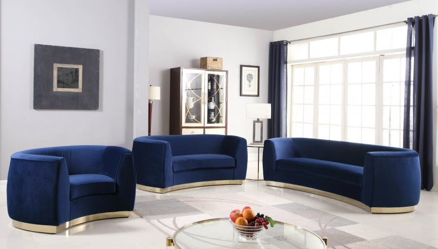 Julian Blue Velvet Loveseat from Meridian - Luna Furniture