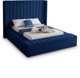 Kiki Blue Velvet Queen Bed from Meridian - Luna Furniture