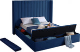 Kiki Blue Velvet Queen Bed from Meridian - Luna Furniture