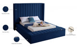 Kiki Blue Velvet Queen Bed from Meridian - Luna Furniture