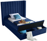 Kiki Blue Velvet Twin Bed from Meridian - Luna Furniture