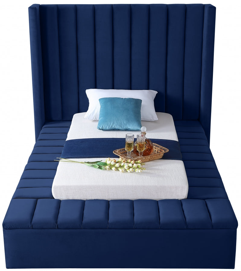 Kiki Blue Velvet Twin Bed from Meridian - Luna Furniture