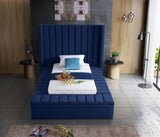 Kiki Blue Velvet Twin Bed from Meridian - Luna Furniture