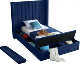 Kiki Blue Velvet Twin Bed from Meridian - Luna Furniture