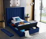 Kiki Blue Velvet Twin Bed from Meridian - Luna Furniture