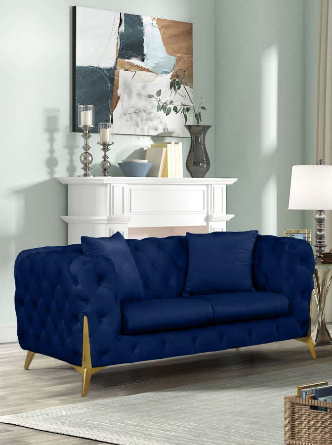 Kingdom Blue Velvet Loveseat from Meridian - Luna Furniture