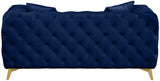 Kingdom Blue Velvet Loveseat from Meridian - Luna Furniture