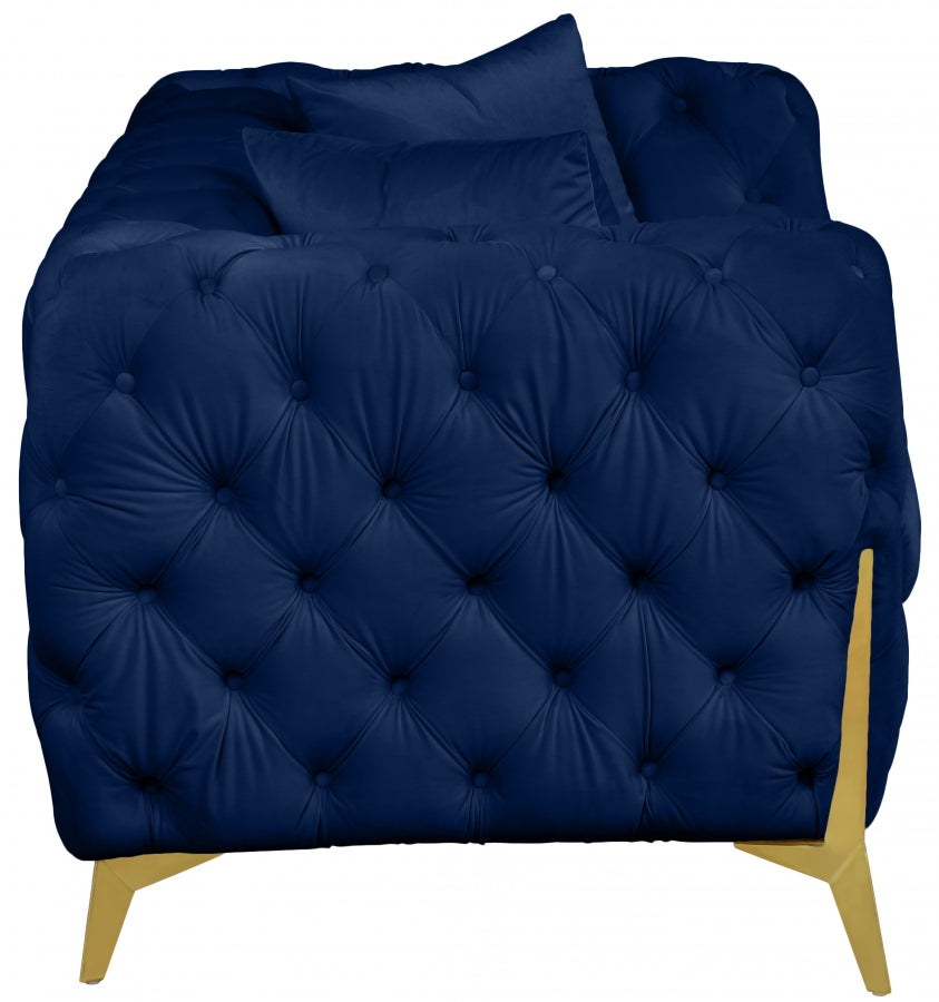 Kingdom Blue Velvet Loveseat from Meridian - Luna Furniture