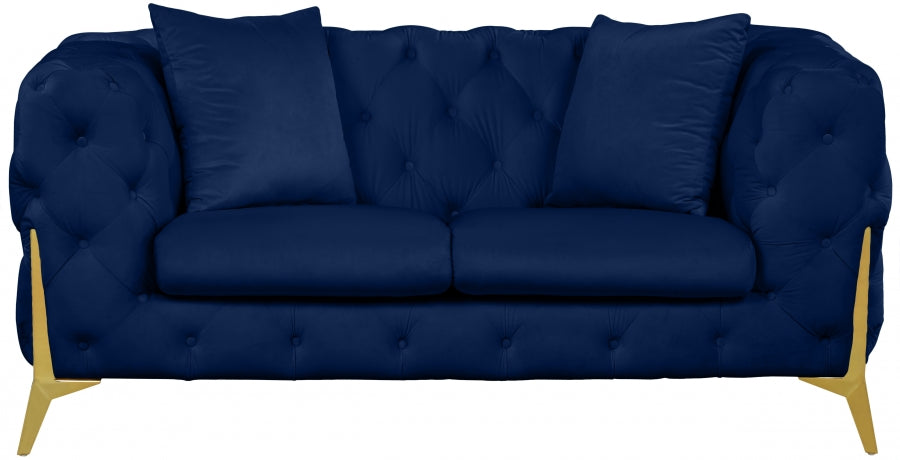 Kingdom Blue Velvet Loveseat from Meridian - Luna Furniture