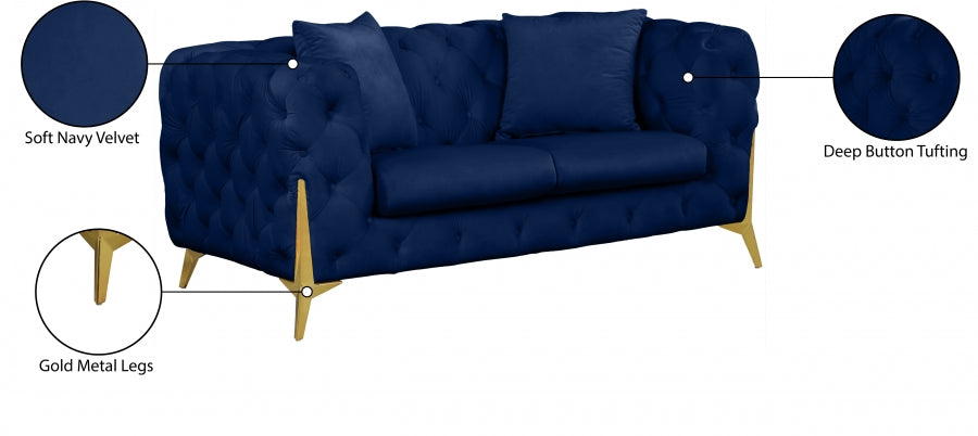 Kingdom Blue Velvet Loveseat from Meridian - Luna Furniture