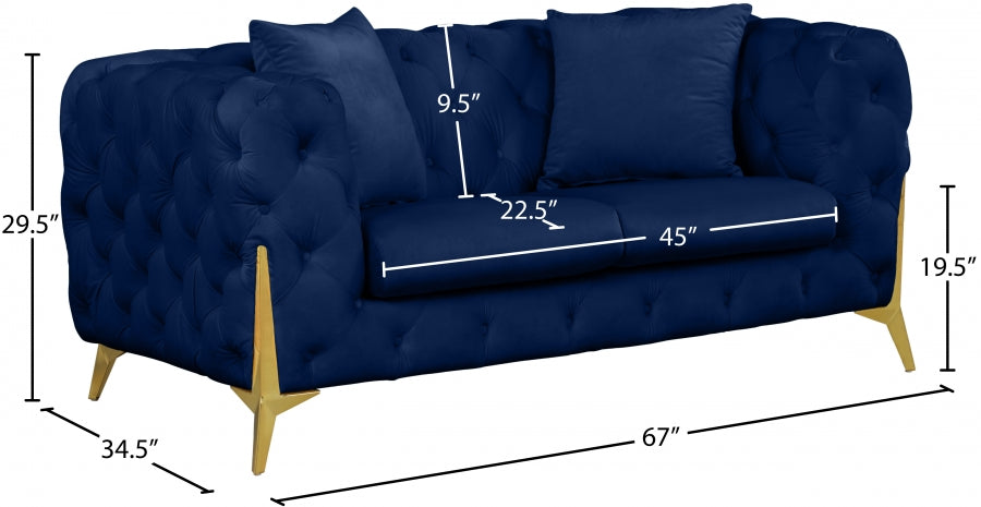 Kingdom Blue Velvet Loveseat from Meridian - Luna Furniture