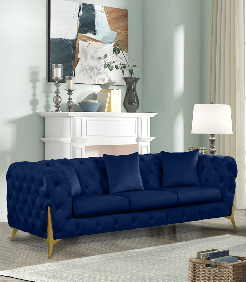 Kingdom Blue Velvet Sofa from Meridian - Luna Furniture