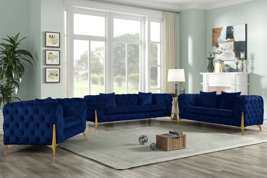 Kingdom Blue Velvet Sofa from Meridian - Luna Furniture