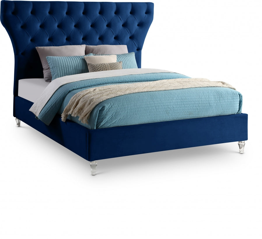 Kira Blue Velvet King Bed from Meridian - Luna Furniture