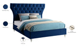 Kira Blue Velvet King Bed from Meridian - Luna Furniture