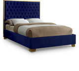 Lana Blue Velvet Queen Bed from Meridian - Luna Furniture