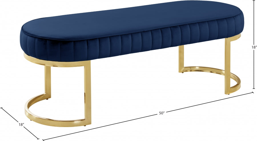 Lemar Blue Velvet Bench from Meridian - Luna Furniture