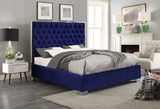 Lexi Blue Velvet Queen Bed from Meridian - Luna Furniture