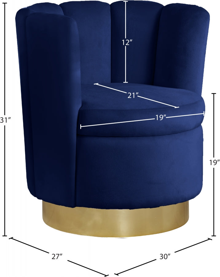 Lily Blue Velvet Accent Chair from Meridian - Luna Furniture