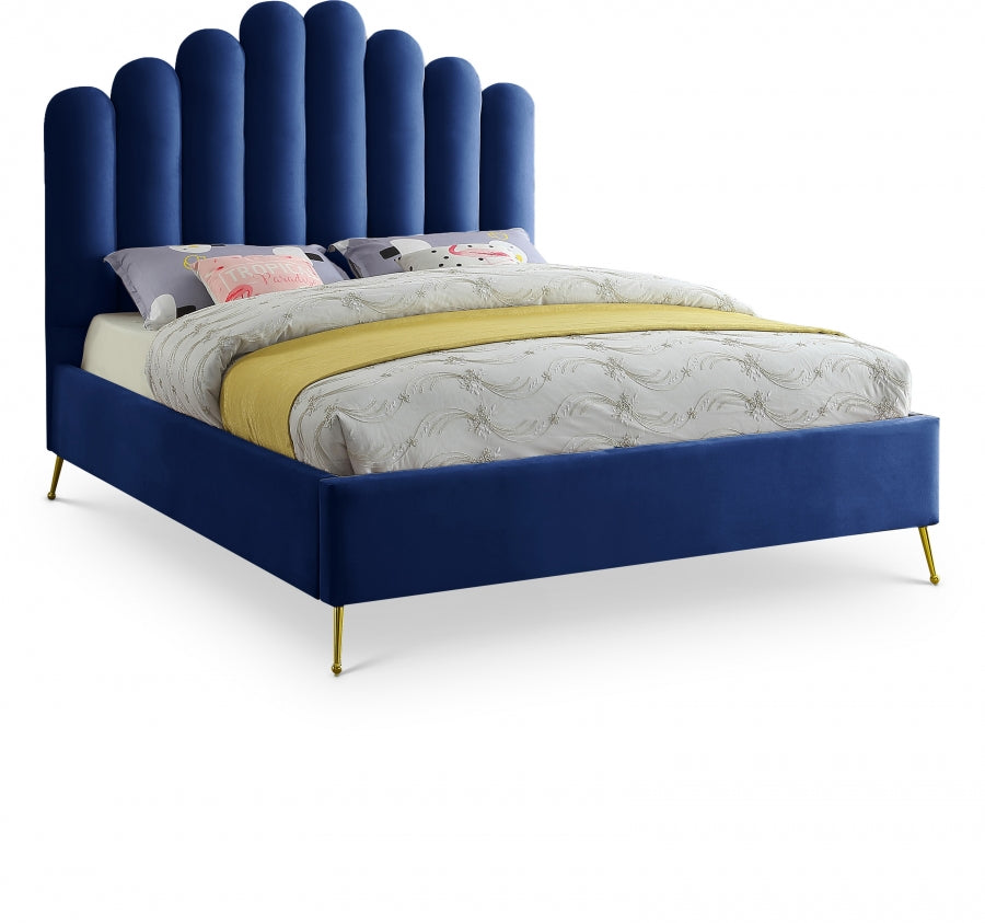 Lily Blue Velvet Full Bed from Meridian - Luna Furniture