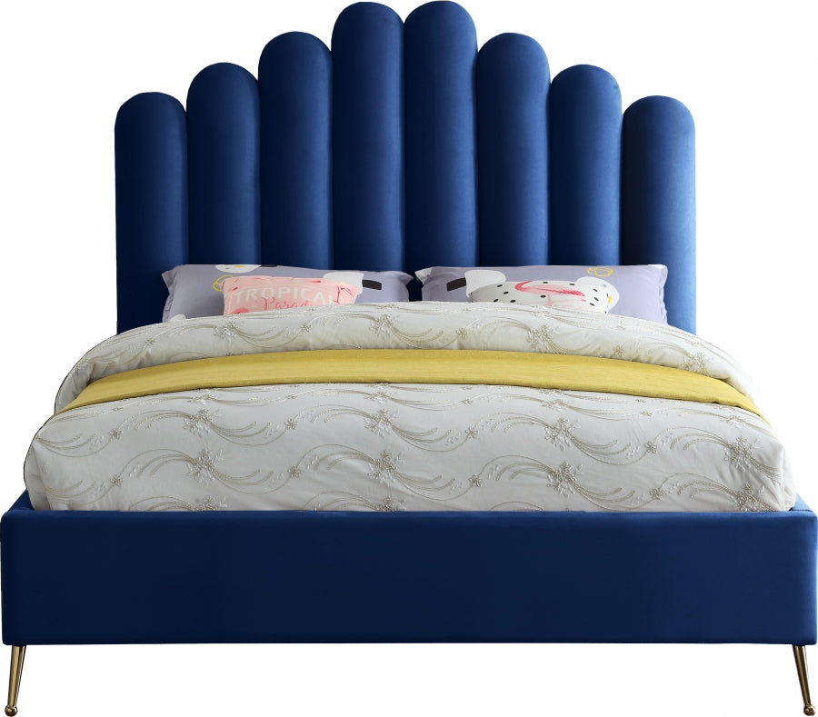 Lily Blue Velvet Full Bed from Meridian - Luna Furniture