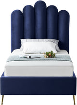 Lily Blue Velvet Twin Bed from Meridian - Luna Furniture