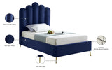 Lily Blue Velvet Twin Bed from Meridian - Luna Furniture