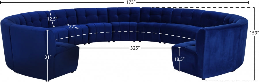 Limitless Blue Modular Velvet 13pc. Sectional from Meridian - Luna Furniture