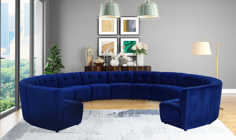 Limitless Blue Modular Velvet 13pc. Sectional from Meridian - Luna Furniture