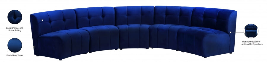 Limitless Blue Modular Velvet 5pc. Sectional from Meridian - Luna Furniture