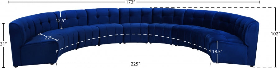 Limitless Blue Modular Velvet 9pc. Sectional from Meridian - Luna Furniture