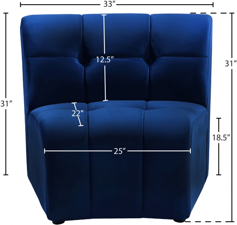 Limitless Blue Modular Velvet Chair from Meridian - Luna Furniture