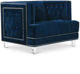 Lucas Blue Velvet Chair from Meridian - Luna Furniture