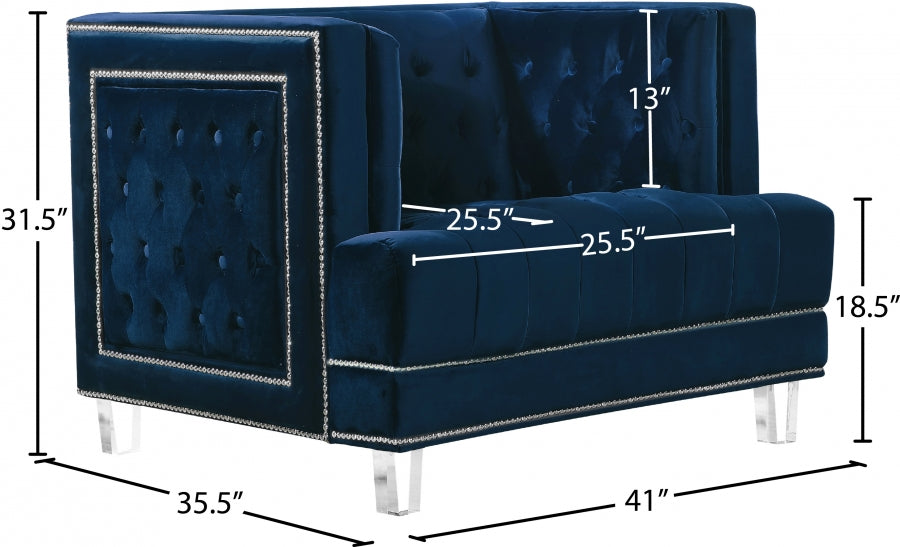 Lucas Blue Velvet Chair from Meridian - Luna Furniture