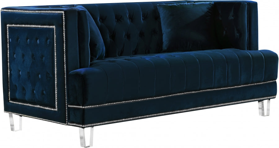 Lucas Blue Velvet Loveseat from Meridian - Luna Furniture