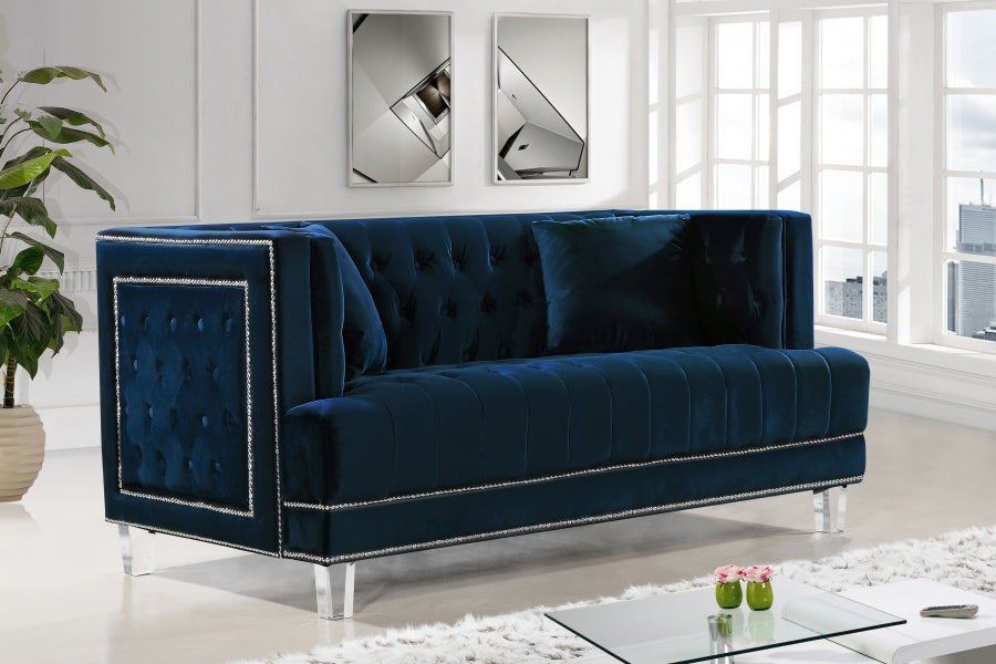 Lucas Blue Velvet Loveseat from Meridian - Luna Furniture