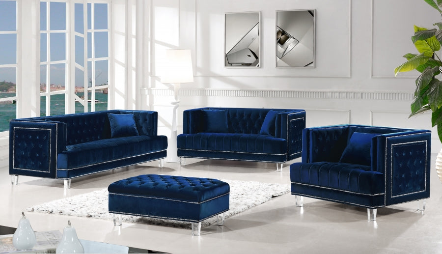 Lucas Blue Velvet Loveseat from Meridian - Luna Furniture