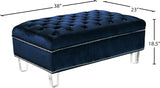 Lucas Blue Velvet Ottoman from Meridian - Luna Furniture