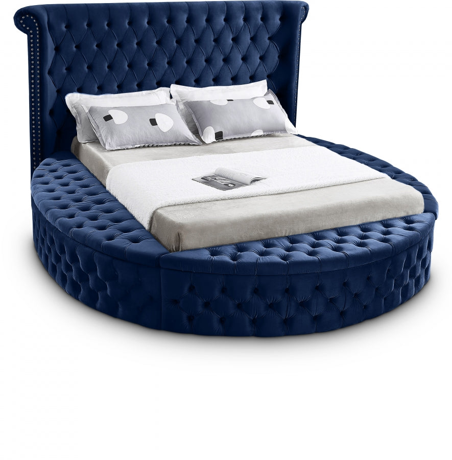 Luxus Blue Velvet Queen Bed from Meridian - Luna Furniture