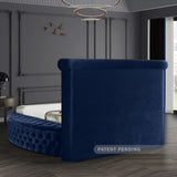 Luxus Blue Velvet Queen Bed from Meridian - Luna Furniture