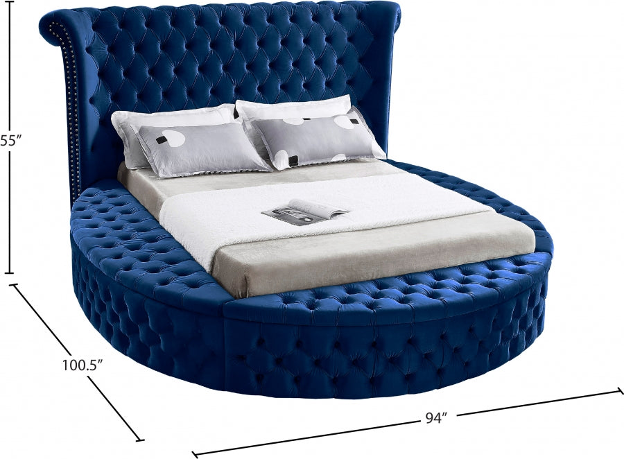 Luxus Blue Velvet Queen Bed from Meridian - Luna Furniture