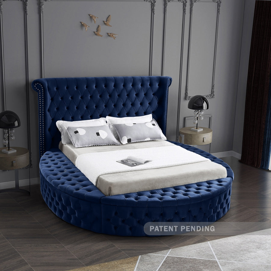 Luxus Blue Velvet Queen Bed from Meridian - Luna Furniture