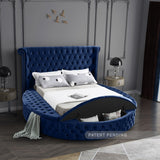 Luxus Blue Velvet Queen Bed from Meridian - Luna Furniture