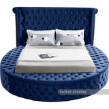 Luxus Blue Velvet Queen Bed from Meridian - Luna Furniture