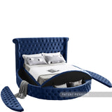 Luxus Blue Velvet Queen Bed from Meridian - Luna Furniture