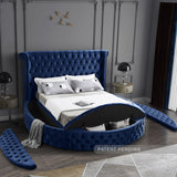 Luxus Blue Velvet Queen Bed from Meridian - Luna Furniture