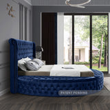 Luxus Blue Velvet Queen Bed from Meridian - Luna Furniture