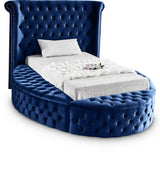 Luxus Blue Velvet Twin Bed from Meridian - Luna Furniture