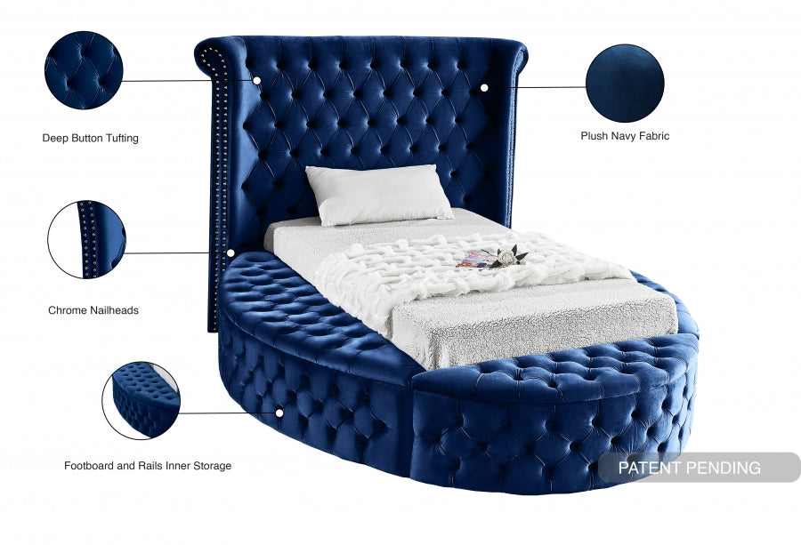 Luxus Blue Velvet Twin Bed from Meridian - Luna Furniture